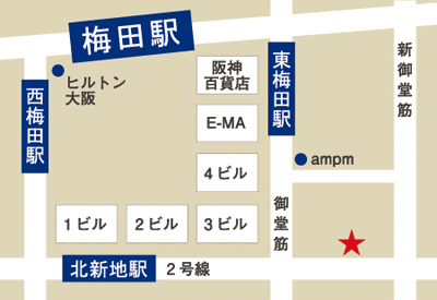 ブラックビズ梅田店・地図